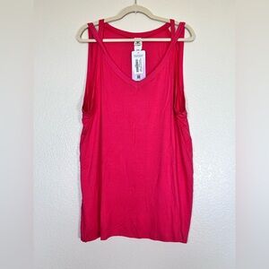 Dark pink double strap tank top, size 3X